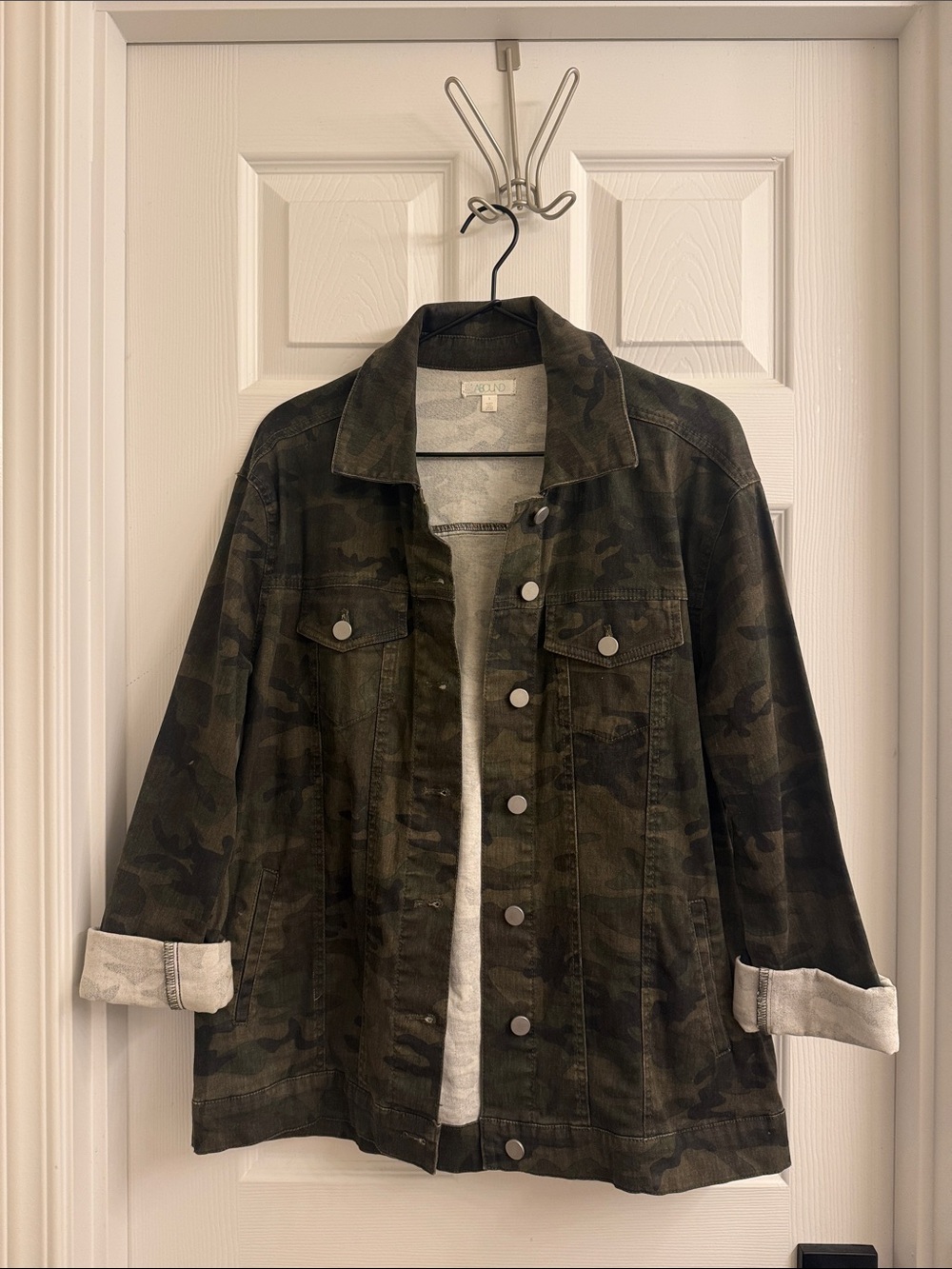 Abound Camouflage Jean Jacket in Olive Camo
